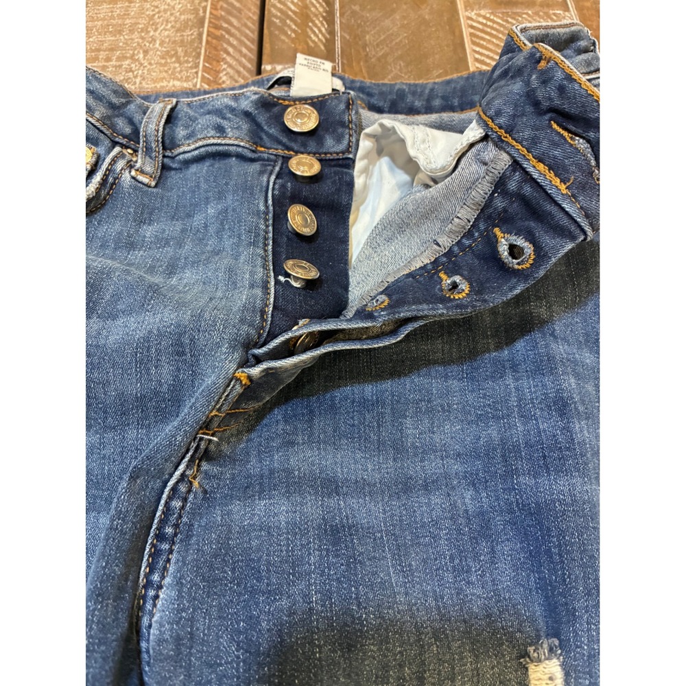 Forever 21 Premium Distressed Skinny Jeans Blue Button Fly Womens Size 28 - Picture 3 of 7